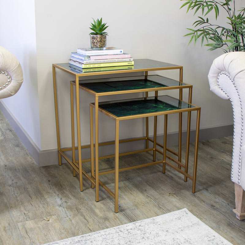 Marble and gold nest of tables sale